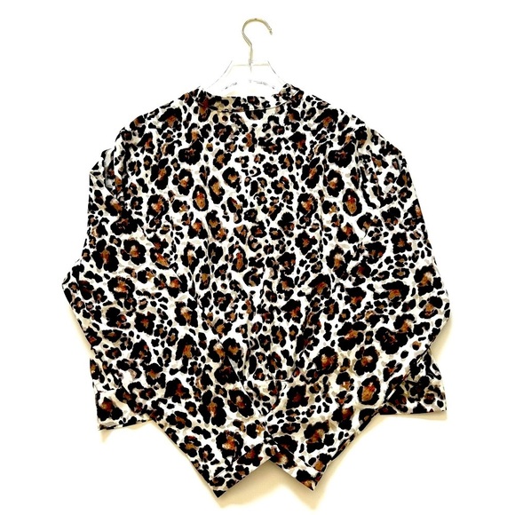 Rachel Roy Leopard Blouse Jacket Shirt Top Cropped NWT Brown Size Extra Large XL - Picture 9 of 11